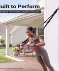Solid Dual Sliding Wall Anchor Rail System With Adjustable Height For Resistance Bands And Suspension Trainers Made From Heavy Duty Aluminum in use outdoors.