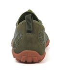 Back view of green water shoes showcasing breathable mesh and cushioned insole, suitable for men size 9.5, women size 11.
