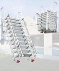 Slick Electric Telescopic Ladder And Folding Attic Staircase Crafted From Heavy Duty Forged Aluminum Alloy in white, 3.1m reach, wall mounted.