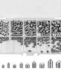 200 Piece M3 To M8 Cone Point Set Screws Kit 304 Stainless Steel Internal Hex Allen Head Grub Screws in clear box