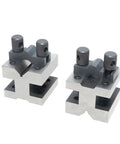 Beefy Hardened Steel V Block With Clamp Set 1-3/8 x 1-3/8 x 1-3/16 90 Degree Precision Machinist Gauge For Mill And Lathe Multi Purpose V Block Tool With High Squareness And Parallelism, pair with clamps
