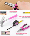 Pink 116 Piece Tool Kit With 3.6V USB Cordless Screwdriver For Women And Girls Includes Hammer Adjustable Wrenches Pliers Tape Measure