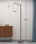 Dimmer Compatible Dimmable Floor Lamp With 350 Degree Adjustable Head In Brown Tall Pole Modern Standing Lamp With Hanging Shade