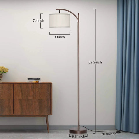 Dimmer Compatible Dimmable Floor Lamp With 350 Degree Adjustable Head In Brown Tall Pole Modern Standing Lamp With Hanging Shade