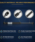 Beefed Up Front Hood Lift Supports For MDX 2007 2013 Front Struts detailing piston rod, cylinder, and sockets on dark background