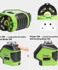 Self Leveling Laser Level With 360 Degree Horizontal Cross Line And Two Plumb Dots Up And Down Points Wide Vertical Beam