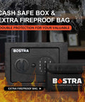 Fireproof Safe Box With Sensor Light And Digital Keypad For Home Security, Compact 0.23 Cubic Foot Safe For Cash And Jewelry, Includes Fireproof Bag And Backup Keys Black