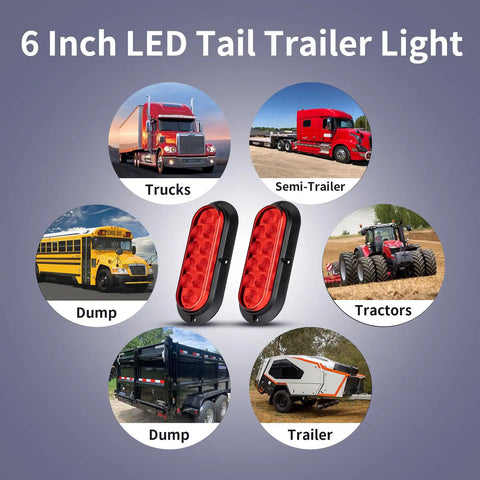 Image showing different vehicles using Six Pack 6 Inch Oval LED Trailer Lights Kit With 10 LED Marker Lights And Brake Stop Turn Signals