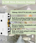 No Sweat 100 Pack White Duplex Receptacles Boasting Easy Peasy Push Wire Hookups And Built Tough Tamper Resistant Panels for slim electric outlets.