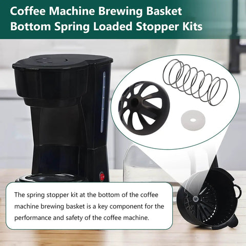 Bottom Spring Loaded Stopper Kit For Coffee Machine Brewing Basket Replacement For Compatible 990117900 990237500 Two Pack Durable Plastic And Silicone Accessory Keeps Brew Basket Sealed No Fuss Install For Home Coffee Makers. coffee basket parts