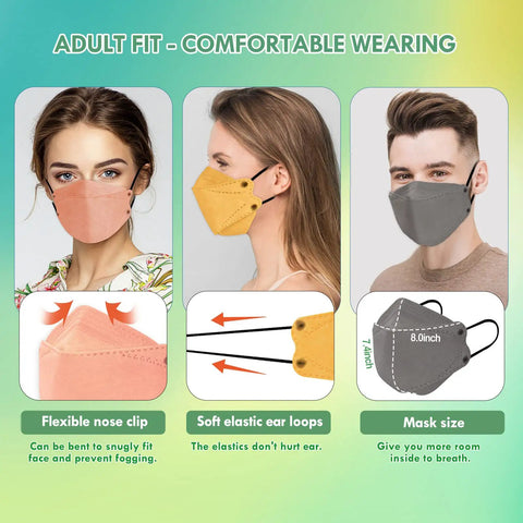 Colorful KN95 Face Masks For Adults Pack Of 30 Individually Wrapped Comfortable Breathable Fit With Adjustable Black Earloops