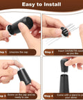Instructions for installing Espresso Distribution Tool WDT With 8 Pin 0.35mm Stainless Steel Needles shown in four steps.