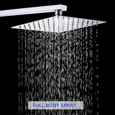 Chrome Shower Faucet Set With Rough In Valve Luxury Bathroom Rain Shower System Square Stainless Steel Showerhead