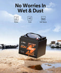 12V 50Ah LiFePO4 Trolling Motor Battery With Bluetooth on beach, low temp protection, marine power for boats