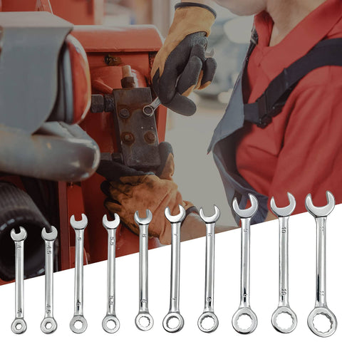 Compact 10 Piece Metric Mini Wrench Set With Open End And Combination Wrenches, Handy, Durable Alloy Steel, Heat Treated For Strength, Perfect For Tight Spaces And DIY Projects, Includes 4mm To 9mm Sizes