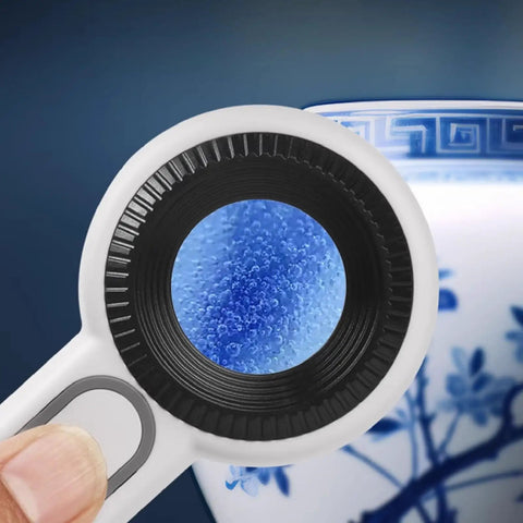 Close-up of 60X Handheld Magnifier With UV And LED Lights Pro Grade Loupe For Gemstones Jewelry Watches And PCB Inspection 30mm Optical Lens