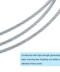 Close-up of durable galvanized steel 2 Pack 15.6 Ft Garage Door Cables 3 mm Diameter Torsion Spring Wire for 14 Ft garage doors.