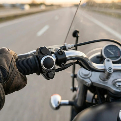 Heavy Duty Seven Eighths Inch Motorcycle Handlebar Switch delivering a badass build with polished aluminum alloy controls on bike handle.