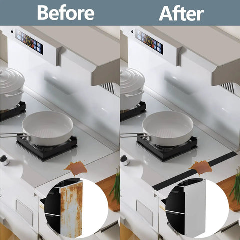 Silicone Stove Gap Cover 2 Pack 25 Inch Heat Resistant Gap Filler Seals Spills Before and After Installation