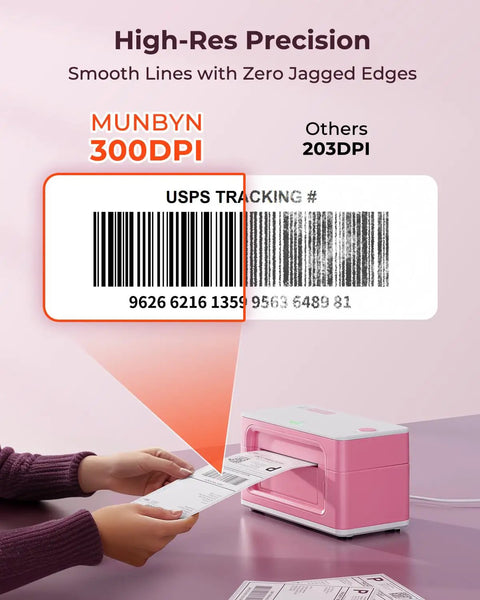 Bluetooth Thermal Label Printer 941BP Wireless 300DPI 4x6 Shipping Labels For Small Biz Works With Windows Mac iPhone Android PC Amazon Shopify Etsy USPS Pink printing label