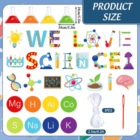 Science Banner Garland Set For Back To School Party Decor 5 Pcs Hanging Lab Theme Ornaments with colorful science icons