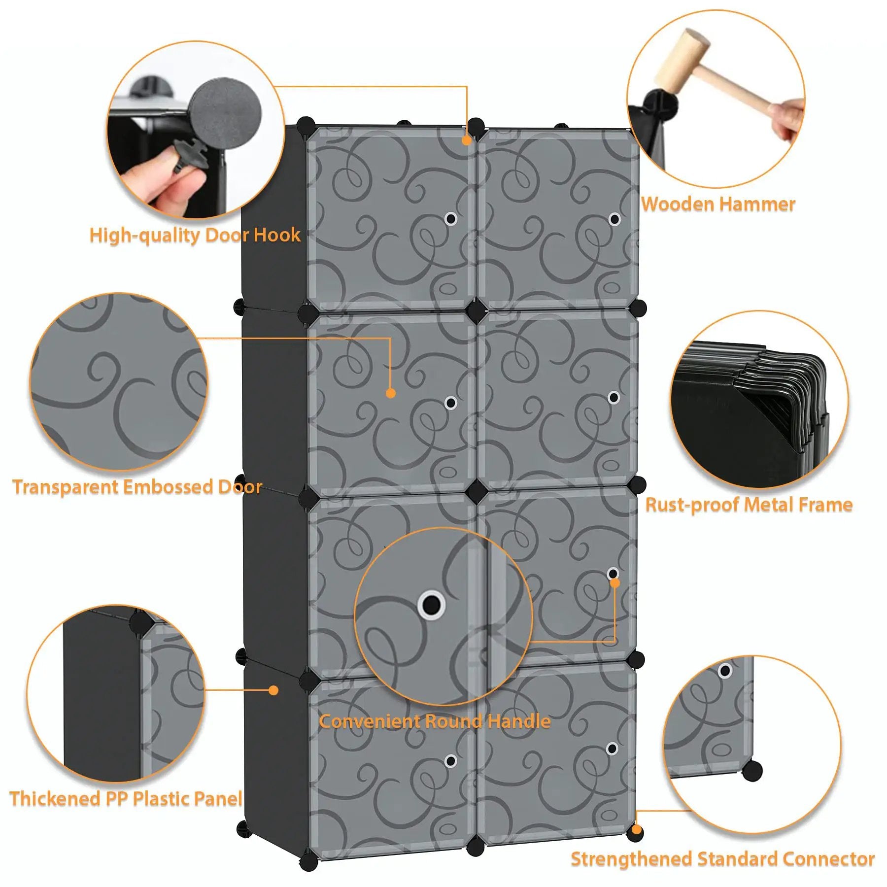 Cube Storage Organizer With Doors: Eight Shelf Storage ✓