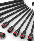 Heavy Duty 3/8 Drive Long Impact Hex Bit Socket Set With 20 Piece SAE Metric Sizes In Premium S2 Steel Extended Bits For Tough Jobs And Heavy Machinery That Will Rock Your World. 3/8" S2 hex bit sockets, H4.5-H12