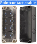 Interior view of Must Have Push Button Control Station With Emergency Stop Mushroom Latching, 22mm panel mount, industrial use box