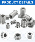 Rugged Wood Threaded Insert Nuts M6x15mm Hex Socket Drive 304 Stainless Steel Set Of 12 For Cabinets Desks Tables Chairs