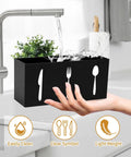 3 Compartment Plastic Utensil Organizer Silverware Caddy For Countertop Black Acrylic Kitchen Cutlery Storage Flatware Holder