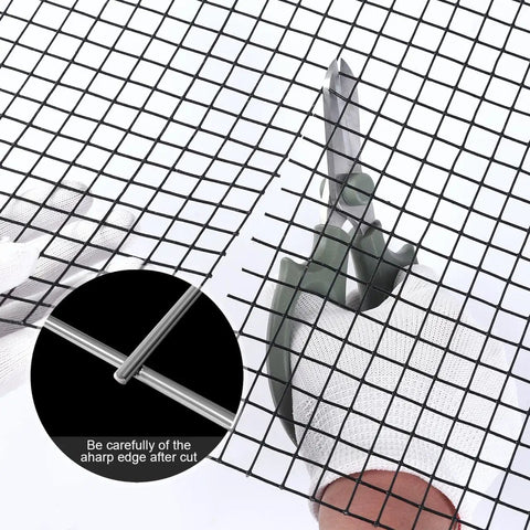 Cutting Dang Tough 19 Gauge PVC Vinyl Coated Hardware Cloth 1/2 Inch Mesh for fencing and gardening projects.