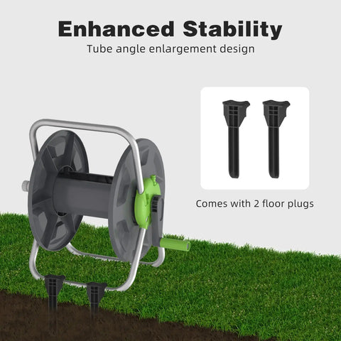 Portable Wall Mount Hose Reel Cart For 65 To 100 Ft Of 5 Eighth Inch Hose All In One Garden Hose Holder on grass with plugs
