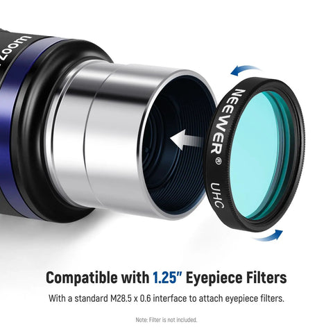 Zoom Telescope Eyepiece 7-21mm Focal Range For Astronomy, 15mm Eye Relief, 40 To 57 Degree Field Of View, 1.25 Inch Barrel with filter
