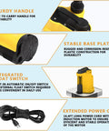 Half HP Submersible Sump Pump 2200 GPH For Clean Or Dirty Water with feature highlights including handle and switch