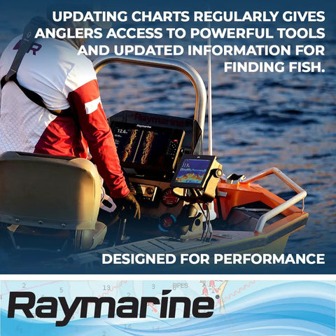 Angler using display with RV-220 4 Channel CHIRP Through Hull Transducer Pack, Axiom compatibility, on boat for accurate fishing.