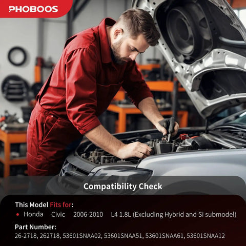Mechanic checking engine of Honda Civic 2006-2010 for Hydraulic Power Steering Rack And Pinion Assembly installation