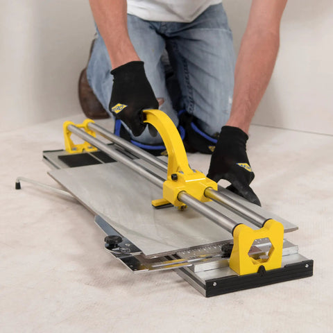 Using 24 Inch Manual Tile Cutter With Tungsten Carbide Scoring Wheel For Porcelain And Ceramic Tiles on floor