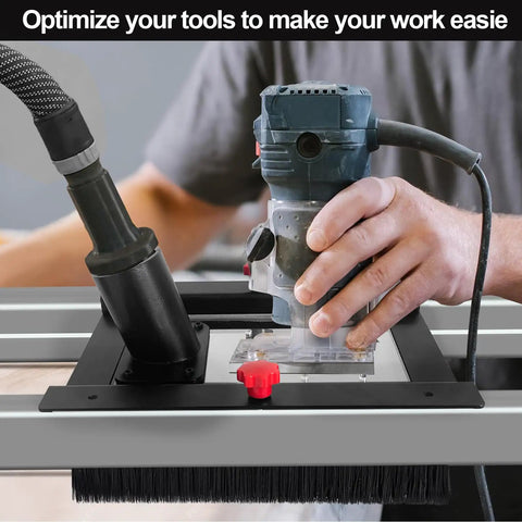 Dust Collection Hood For Slab Flattening Router Slide And Skid Captures 95 Percent Of Wood Dust in use with router