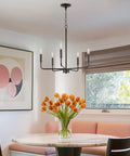 Modern 22 Inch 5 Light Candle Style Chandelier In Oil Rubbed Bronze Finish With Open Frame Design Ideal For Entryway Or Dining Room
