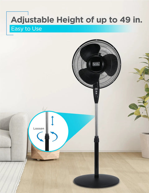 16 Inch Stand Fan With Pedestal Base Height Adjustable Remote Control Touch Panel Free Standing 90 Degree Oscillation And 3 Speed Settings Quiet Powerful Cooling For Bedrooms Offices Garages Dorms