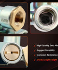 Trailer Priority Brake Control Valve Replacement With Three Eighths Inch Ports No Fuss Emergency Stop Parking 2 Pack Replaces 110500X 170.110500 065438 51131 Made For Rugged Trailer Braking close-up showing zinc alloy material and port details.