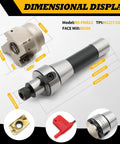 Angled side view of R8 shank face mill arbor with 50mm shell cutter; includes 10 APMT1604 carbide inserts and T15 wrench