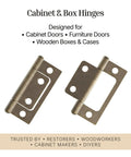 Beefy Antique Brass Non Mortise Cabinet Door Hinge Set Featuring Pro Grade Steel Build For Furniture Hardware And Smooth As Butter Swinging Action Pack Of Four Pieces, showing two hinges.