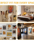 Sixty Piece Premium Sawtooth Picture Hangers With Matching Wall Screws And Utility Bag in stylish gallery wall settings.
