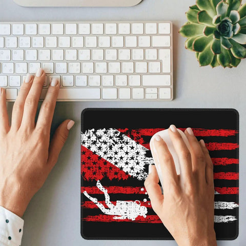 Vintage Scuba Dive Flag Mouse Pad for Laptop And Desk Setup with non slip base, water resistant surface in home office setting