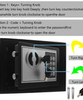 Digital Security Safe Box With Electronic Lock And Key Access, Compact Cash Jewelry Safe For Home Office Or Hotel, Mini Lock Box
