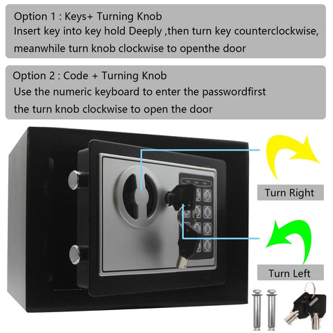 Digital Security Safe Box With Electronic Lock And Key Access, Compact Cash Jewelry Safe For Home Office Or Hotel, Mini Lock Box