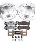 Beefed Up Rear Brake Kit Upgrade With Carbon Fiber Ceramic Pads And Drilled Slotted Rotors For Chevy Avalanche 2500 2002 To 2006 Silverado 2500 HD 2001