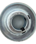 Top view of Two Point Five Inch Outer Diameter One Groove Web Sheave V Belt Pulley Seven Eighths Bore Carbon Steel Zinc Plated