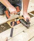 Edge Deck Tool For Hidden Fastening With 1/16 Inch Spacing, Fits 5 1/4 To 5 3/4 Inch Wood Decking, in action on wood deck
